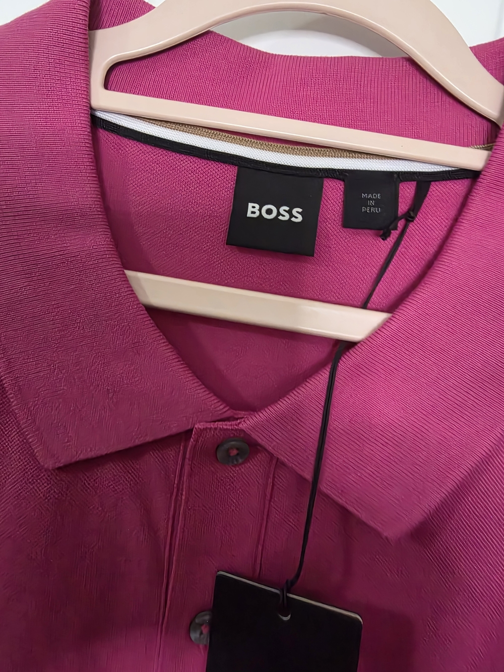 Men's Magenta Polo Shirt - Casual Short Sleeve - Picture 4 of 8